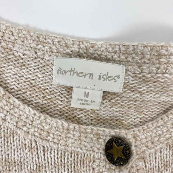 VINTAGE NORTHERN ISLES Embroidered Star Print Button-Front Cardigan Medium - Picture 10 of 12